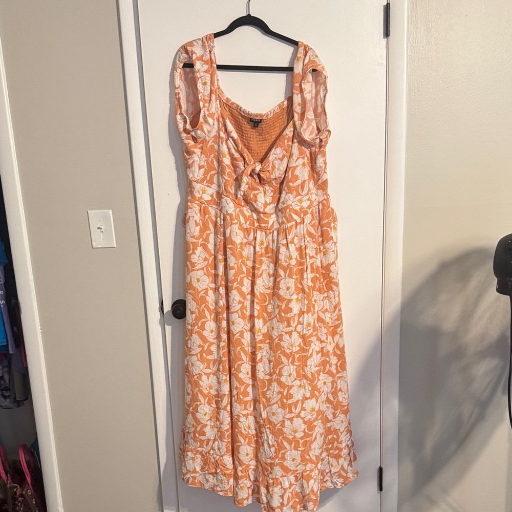 Torrid Orange and White Floral Midi Dress